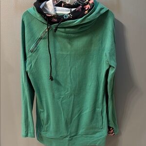 Ampersand Ave Green double Hoodie with Floral Lining